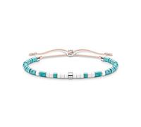 THOMAS SABO A2062-058-7 Bracelet en argent sterling 925 avec pierres turquoises, Eine Grösse, Argent sterling Nylon, Pas de gemme
