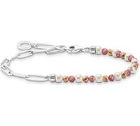 Thomas Sabo A2099-350-7 Bracelet à breloques en argent et perles multicolores, 19,5 cm