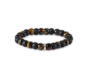 Thomas Sabo A2196-806-11-L17 Bracelet obsidienne et œil de tigre en argent 925 recyclé