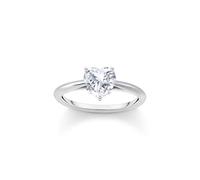Thomas Sabo Bague cœur pierre blanche – argent sterling 925 recyclé, oxyde de zirconium, Taille 54