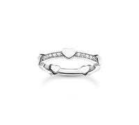 THOMAS SABO Bague pour femme avec cœurs, 56, Argent sterling, Zircone cubique