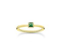 THOMAS SABO Bague pour femme avec pierre verte en argent sterling 925, plaqué or jaune 750 TR2395-472-6, 60, Argent sterling, Pierre de verre.