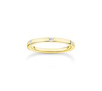THOMAS SABO Bague pour femme avec pierres blanches en argent sterling 925, plaqué or jaune 750 TR2396-414-14, 56, Argent sterling, Zircone cubique