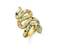 Thomas Sabo Bague Serpent Multicolore Or Argent Sterling 925, Doré Or Jaune 18 Carats, Émail À Froid