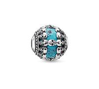 Thomas Sabo Bead Têtes de mort turquoise Argent Sterling 925, Noirci