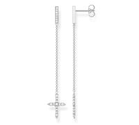 Thomas Sabo - Boucles d`oreilles Croix Argent et Blanc - Femme - Accessoires - Gris - Taille: ONE Size
