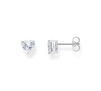THOMAS SABO Boucles d'oreilles avec pierre blanche en forme de cœur en argent 925 recyclé H2306-051-14, taille unique, Argent sterling Argent, Zircone cubique