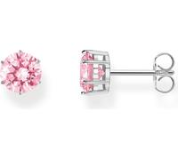 Thomas Sabo Boucles d'oreilles avec une grande pierre rose en zirconium, taille brillant