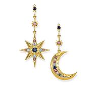 Thomas Sabo boucles d'oreilles Royalty étoile & lune Argent Sterling 925 ; Plaqué Or Jaune 18 Carats