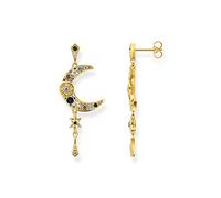 Thomas Sabo Boucles d'oreilles Royalty lune avec pierres or Argent Sterling 925, Doré Or Jaune 18 Carats