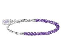THOMAS SABO Bracelet à breloques en argent sterling 925 avec perles d'améthyste synthétique violette avec pièce de monnaie Longueur 15 cm Largeur 4 mm