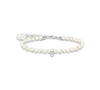 Thomas Sabo Bracelet à Charms Membre, Perles Blanches et Argent Argent Sterling 925, Émail À Froid