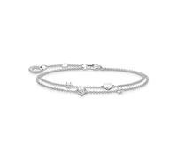 THOMAS SABO A2057-051-14-L19V Bracelet pour femme en argent sterling 925 avec cœurs et pierres blanches Longueur 16-19 cm, 16-19 cm, Argent sterling, Oxyde de zirconium