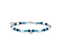 THOMAS SABO A2064-775-7-L19V Bracelet en argent sterling 925 avec perles et pierres bleues pour femme Longueur 16-19 cm, 16-19 cm, Argent sterling, Pas de gemme