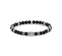 THOMAS SABO Bracelet avec éléments en onyx en argent sterling 925, noirci, Mittelgroße, Argent sterling, Pas de gemme