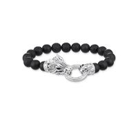 THOMAS SABO Bracelet avec perles d'obsidienne et fermoir dragon Taille 18 cm