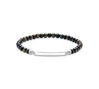 THOMAS SABO Bracelet avec perles en argent 925 recy 2178-372-7, 19 cm, Argent sterling, Obsidienne