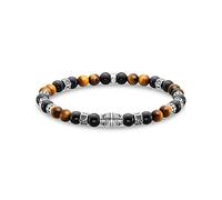 THOMAS SABO Bracelet avec perles en onyx noir et perles œil de tigre en argent, longueur 15,5 cm, A2087-507-7-L15,5, Mittelgroße, Argent sterling, Pas de gemme