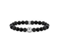 Thomas Sabo Bracelet de beads en obsidienne, argent sterling 925 noirci