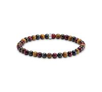 Thomas Sabo Bracelet élastique avec perles d'obsidienne et oeil de tigre, gravure THOMAS SABO, 17 cm, Argent sterling, œil de tigre