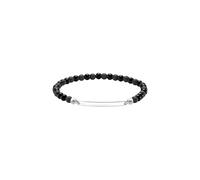 THOMAS SABO Bracelet gravé avec perles d'obsidienne - Bracelet unisexe en argent recyclé avec cordon élastique