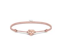 Thomas Sabo Bracelet Karma Secret avec cœur bead plaqué or rose Argent Sterling 925, Doré Or Rose 18 Carats, Nylon