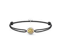 Thomas Sabo Bracelet Little Secret Foi, Amour, Espoir Argent Sterling 925, Noirci, Doré Or Jaune 18 Carats, Nylon