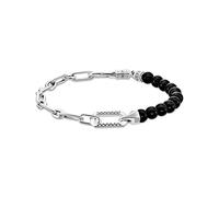 THOMAS SABO A2088-507-11-L19V Bracelet pour homme en argent sterling 925 noirci avec perles en onyx Noir Longueur 19 cm, 19 cm, Argent sterling, Pas de gemme
