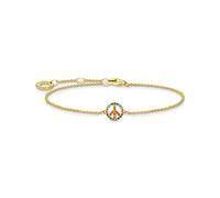 Thomas Sabo Bracelet peace avec pierres colorées or Argent Sterling 925, Doré Or Jaune 18 Carats