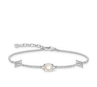 THOMAS SABO Bracelet pour femme avec perle et étoiles en argent sterling 925, 16,00-19,00 cm, Métal précieux, Non applicable