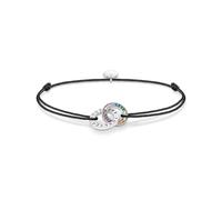 Thomas Sabo Bracelet textile noir et anneaux en argent noirci, gemmes multicolores Argent Sterling 925