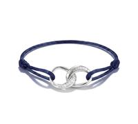 Thomas Sabo Bracelet textile Together bleu foncé avec zirconia blanche Argent Sterling Recyclé, Textile