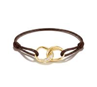 Thomas Sabo Bracelet textile Together brun avec zirconia blanche Textile, Alliage Premium, Plaqué Or 18 Carats