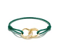 Thomas Sabo Bracelet textile Together vert avec zirconia blanche Textile, Alliage Premium, Plaqué Or 18 Carats