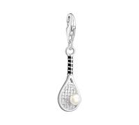 Thomas Sabo Breloque Charm raquette de tennis en argent, ornée d’une perle blanche Argent Sterling 925, Émail À Froid