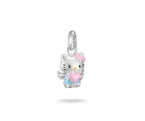 Thomas Sabo Breloque Hello Kitty « Ange avec un cœur » - Connect Alliage Premium, Plaqué Argent Fin, Émail À Froid