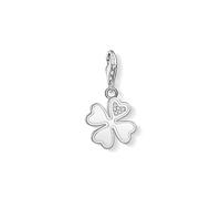 Thomas Sabo Breloque trèfle en argent sterling 925 avec zircone cubique - Motif trèfle classique avec cœur scintillant - Dimensions : 26 x 14 mm - 1733-051-14, taille unique, Argent sterling, Zircone