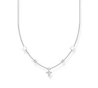 Thomas Sabo Chaîne avec cœurs et Pierres Blanches Argent Argent Sterling 925