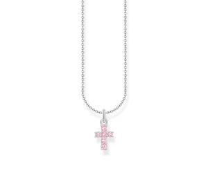 THOMAS SABO Chaîne avec pendentif croix rose en argent sterling 925 KE2226-051-9, taille unique, Argent sterling, Zircone cubique