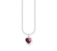 THOMAS SABO Chaîne avec pendentif cœur rouge foncé en argent sterling 925 KE2268-051-10, taille unique, Argent sterling, Zircone cubique