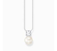 THOMAS SABO Chaîne avec pendentif "Perle avec pierre blanche" Sil