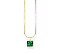 Thomas Sabo Chaîne avec pierre vertes or Argent Sterling 925, Doré Or Jaune 18 Carats