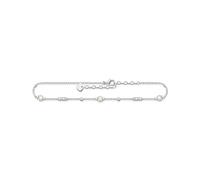THOMAS SABO AK0034-167-14-L27V Chaîne de cheville en argent sterling 925 avec perles et pierres blanches en oxyde de zirconium Longueur 22-27 cm, 22-27 cm, Argent sterling, Oxyde de zirconium