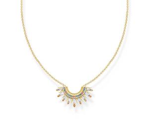 Thomas Sabo Chaîne dorée arborant des Rayons de Soleil et des gemmes Multicolores Argent Sterling 925, Doré Or Jaune 18 Carats
