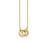 Thomas Sabo Chaîne et anneaux « Together », placage doré et gemmes multicolores Argent Sterling 925, Doré Or Jaune 18 Carats