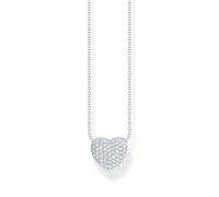 THOMAS SABO Chaîne et pendentif en forme de cœur avec pierres blanches en argent 925 recyclé, 40,00 à 45,00 cm KE2277-051-14-L45V, L45V, Argent sterling, Zircone cubique