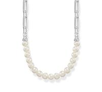 Thomas Sabo Chaîne liens et perles argent Argent Sterling 925, Noirci