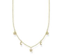 Thomas Sabo Chaîne lunes et étoiles Argent Sterling 925, Doré Or Jaune 18 Carats