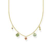 Thomas Sabo Chaîne vec symboles multicolore or Argent Sterling 925, Doré Or Jaune 18 Carats