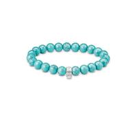 THOMAS SABO Charm Club Beads Bracelet en argent 925 recyclé, 15,00 cm, Argent sterling argent sterling Argent sterling 925, Imitation turquoise